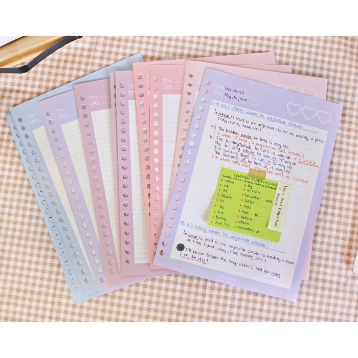 

A5 Loose Leaf Grid 6 Rings & 20 Rings Multicolor Pastel gaya korea