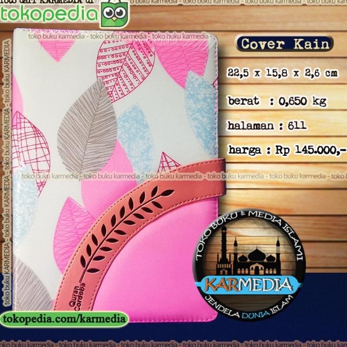 Al Quran Al Hufaz Jaket KAIN Magnet PINK-BIRU Motif Daun - Cordoba terlaris