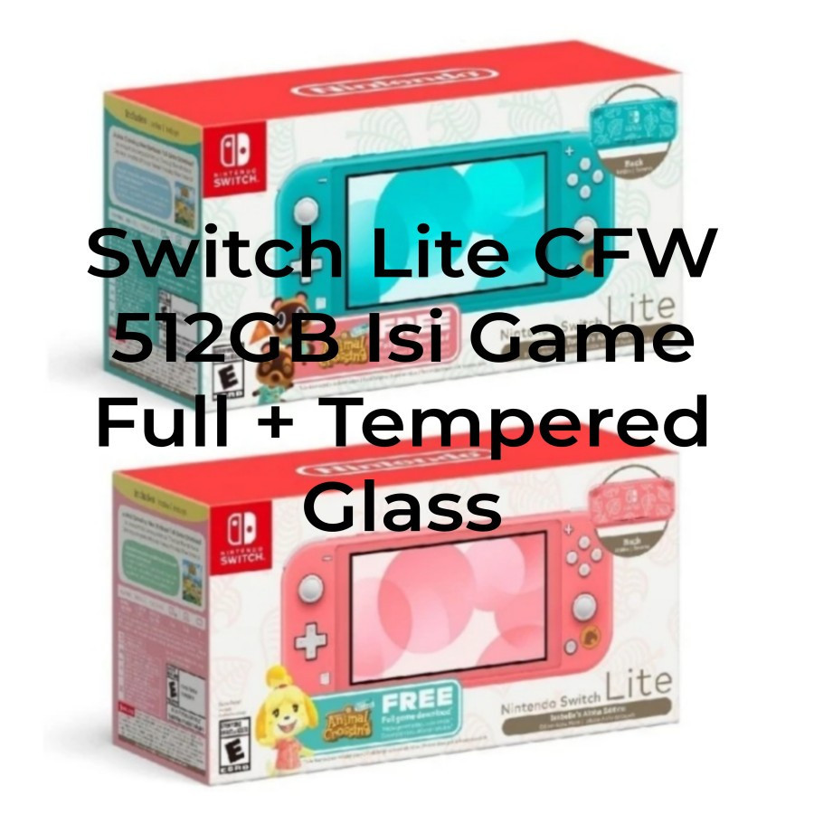 Nintendo Switch Lite Console Animal Crossing CFW Memori 512GB isi Game Full