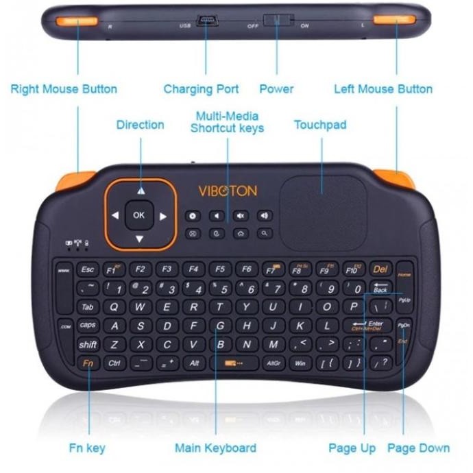 VIBOTON S1 Mini 2.4GHz Wireless Smart Keyboard Air Mouse terlaris