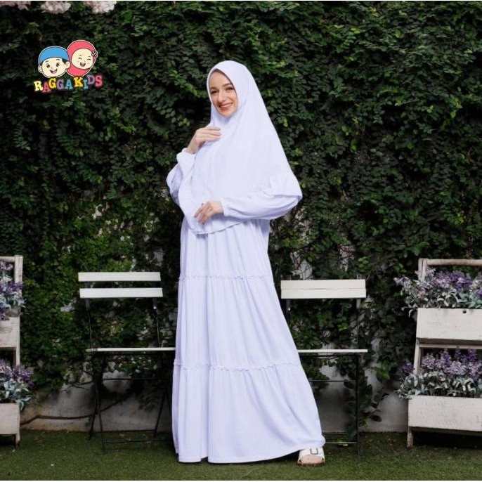 GAMIS PUTIH POLOS DEWASA RAGGAKIDS | BAJU MUSLIMAH PUTIH POLOS RGD 52 Terlaris