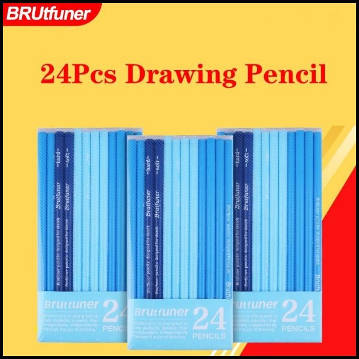 

Brutfuner 24Pcs Set Pensil Gambar Sketsa Profesional 6H -14B