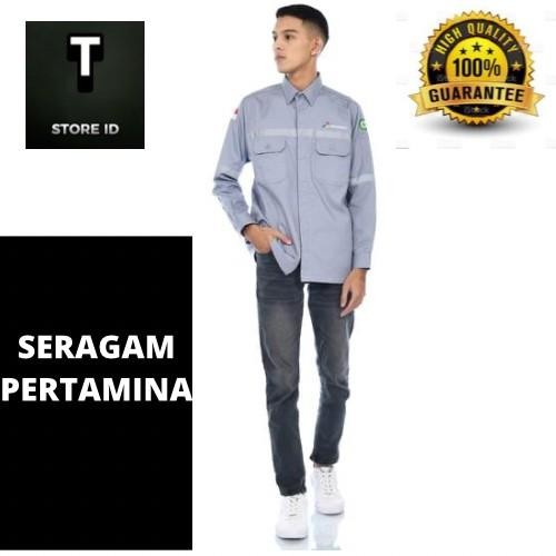 Seragam Baju Pertamina Spbu Pria/Kemeja Pertamina Pria/Baju Proyek Terlaris 100 % Original