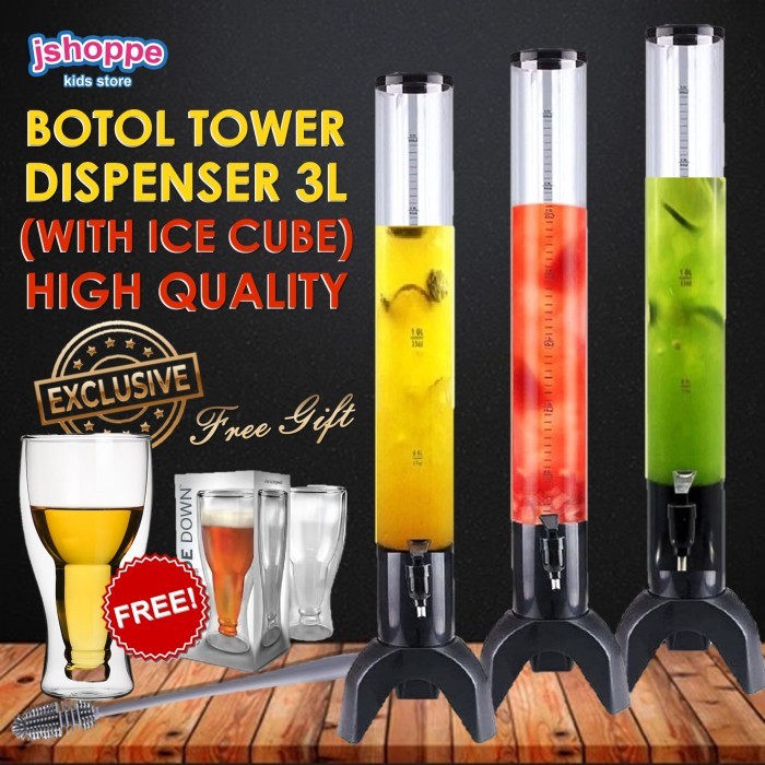 Murah 3L Ice Cube Beer Tower Dispenser / Botol Tower / Bir Tower Non COD