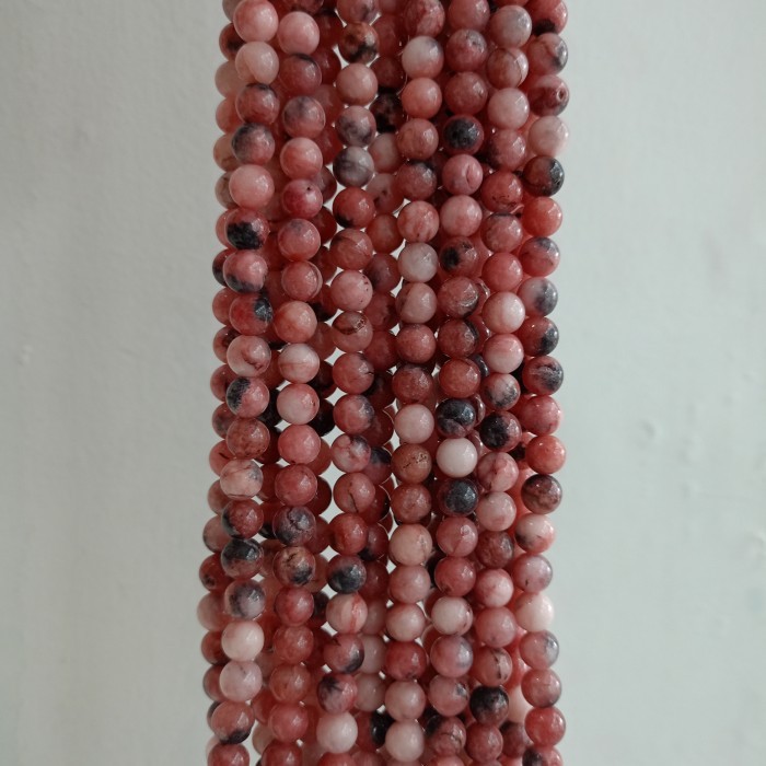 

Batu alam dark Pink rhodonite 8mm natural Abu merah muda howlite