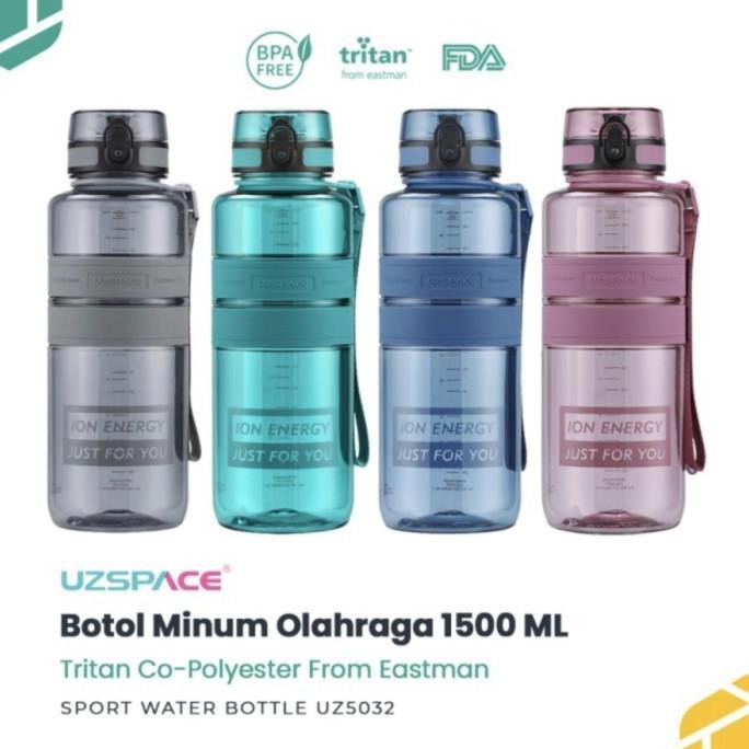UZSPACE 5032 Botol Minum Olahraga Besar 1.5 Liter USA Tritan