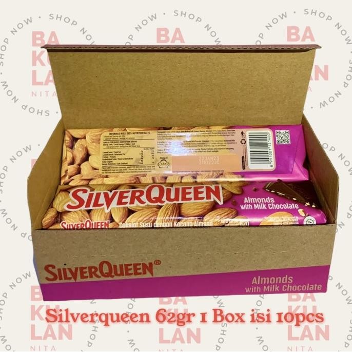 

Coklat SilverQueen Almond Cashews Mede 62 Gr 1 Box Isi 10pcs GVS