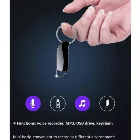 * Perekam Suara Mini Model Gantungan Kunci Perekam Tersembunyi Spy Voice