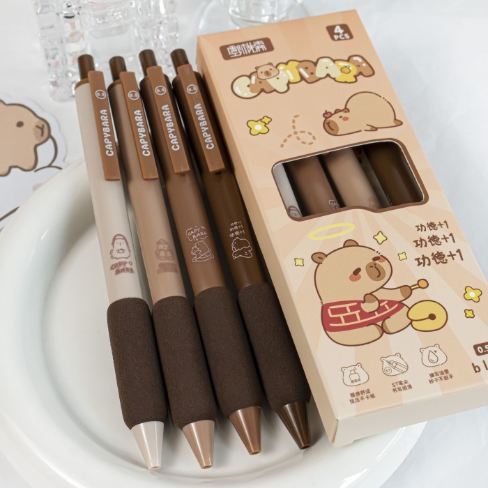 

Pulpen Gel Isi 4 Pcs Tinta Hitam Motif Kartun Kawaii Capybara, Kuromi