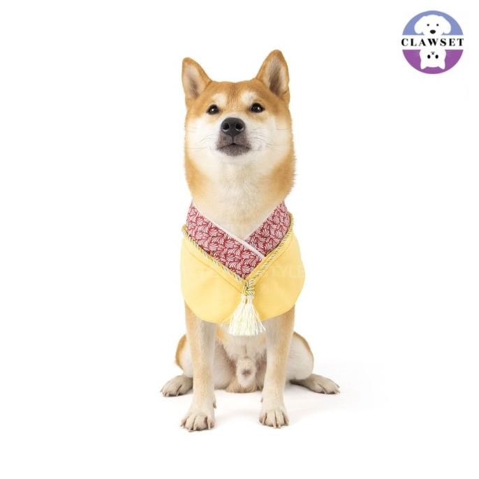 Grosir Clawset -  Pet Fashion - Yukata Collar - Inusama Collection - Custard Yellow