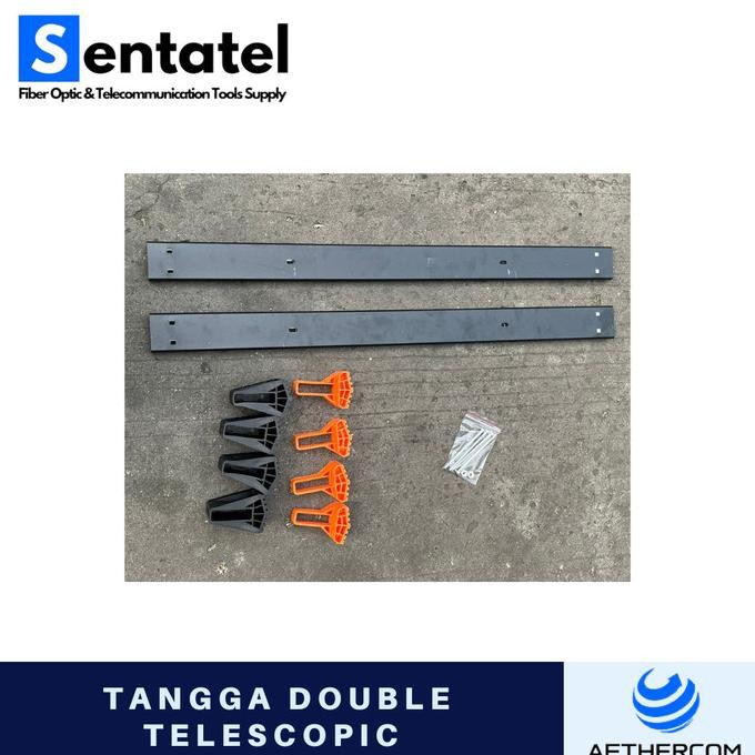 Terjangkau Tangga Lipat Tanpa Lekukan  Double Teleskopik Aluminium 10M - Merah