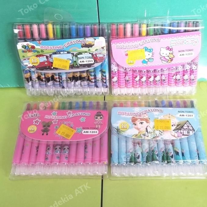 

] Crayon / Krayon putar fancy 12 warna pendek