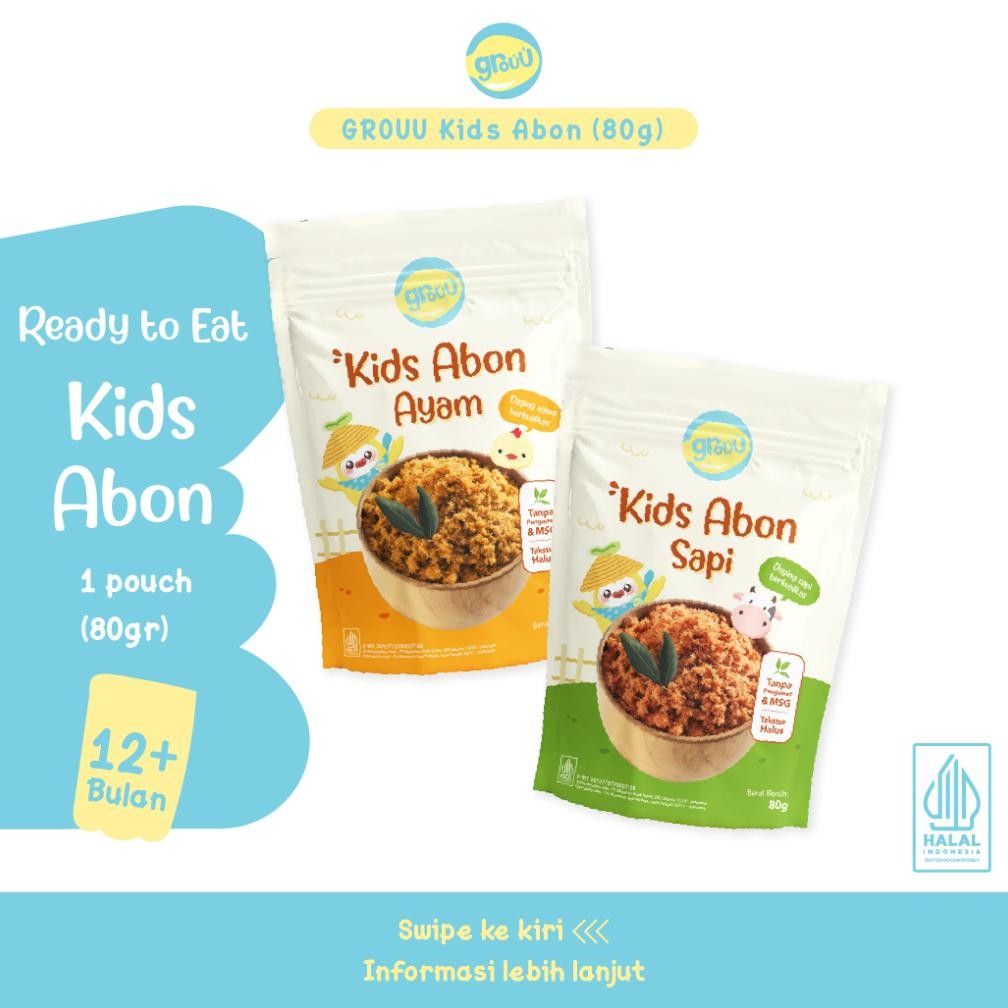 

GROUU Kids Abon Sapi Ayam 80g - Makanan Lauk Cemilan MPASI Anak Bayi Non MSG Ready To Eat / Camilan Baby 12 Bulan