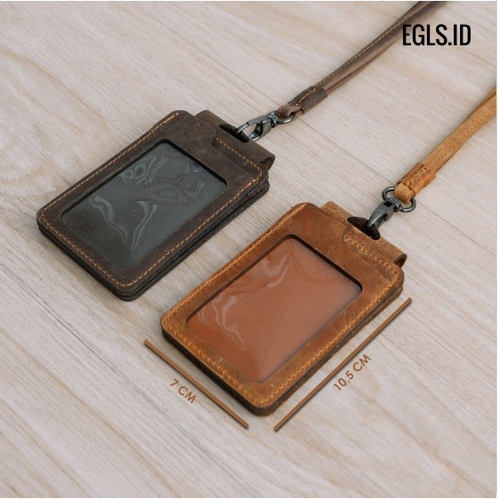 

Landyard Sean Id Card Name Tag Kulit Sapi Asli Card Holder Double Flip Murah