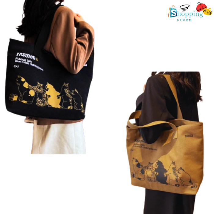 TAS TOTEBAG KANVAS FASHION WANITA/TOTEBAG BERGAMBAR LUCU/TOTEBAG BESAR