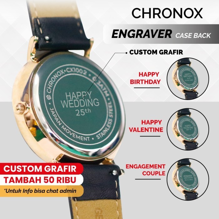 

Jasa Grafir Custom Penutup Plat Besi Jam Tangan Chronox