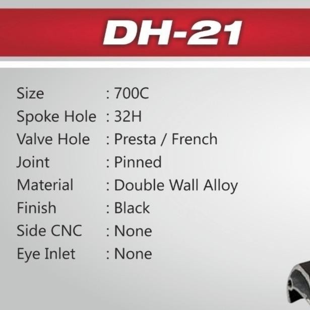 Velg araya 700 dh 21 etro 21-622 lebar hitam 32 hole 20.5mm 700 / 29 in hitam