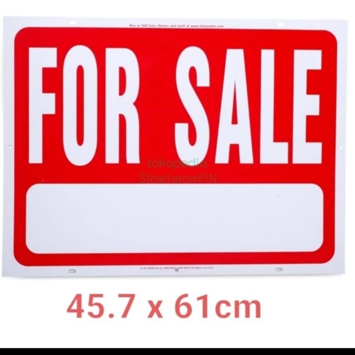 

Board Sign 'For Sale' Papan Petunjuk For Sale Aluminum 25x35cm