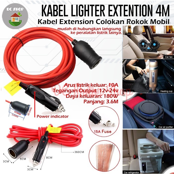 Kabel Colokan Mobil Cigarette Lighter Extension Colokan Rokok Mobil
