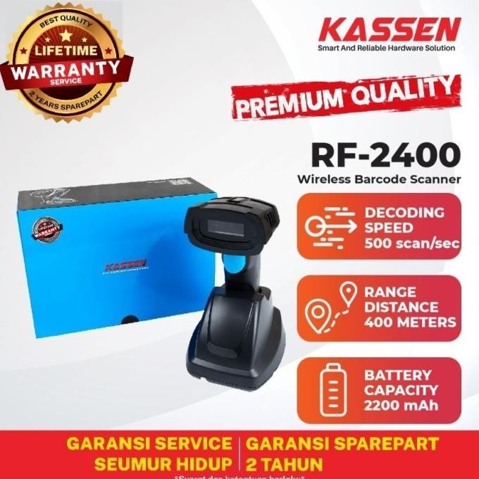 BARCODE SCANNER KASSEN RF-2400 1D/2D WIRELESS RF2400 GARANSI RESMI