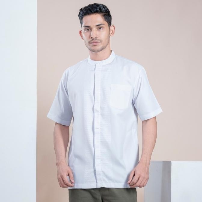 Muslimadani Baju Koko Dewasa SALEEM Kemko Lengan Pendek Baju Putih Terlaris