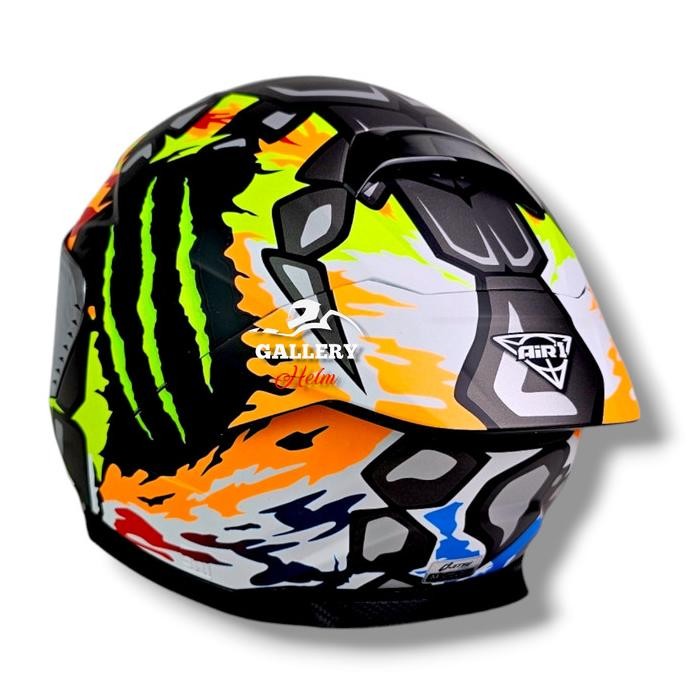 Jitsu Air 1 Motif Element Visor Silver Terbaru / Helm Full Face Jitsu Sni Suport Intercom Terlaris