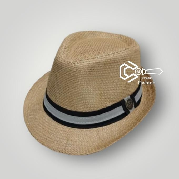 Topi Fedora Hat Lis Topi Fedora Pria Dan Wanita Dewasa Import Hitam