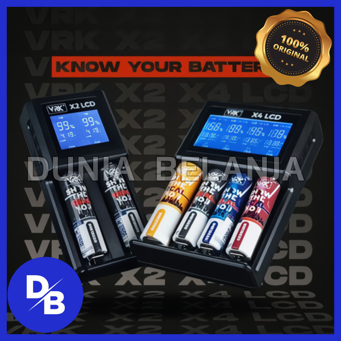 Murah VRK X2 X4 LCD Battery Charger 2/4 Slot, Cas Baterai Fast Charging Non COD