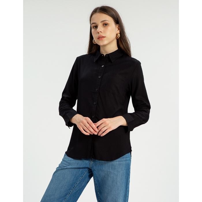 chr dust kemeja siantan hitam viscose (d. 116181)