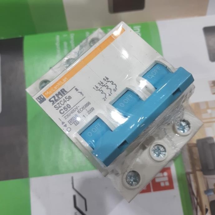 MCB 3 PHASE 50A / MCB SZMR 50 AMPERE 3P SUDAH SNI