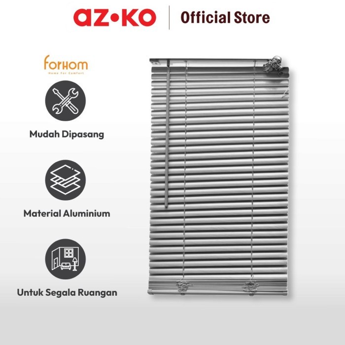 Azko Forhom 60X180 Cm Venetian Blind Aluminium - Silver #Gratisongkir