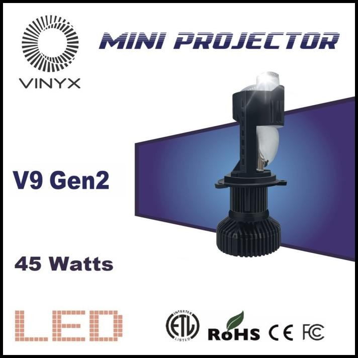 Lampu LED VINYX V9 Pro 45W Projie H4 Mini Projector Lensa Mobil Motor