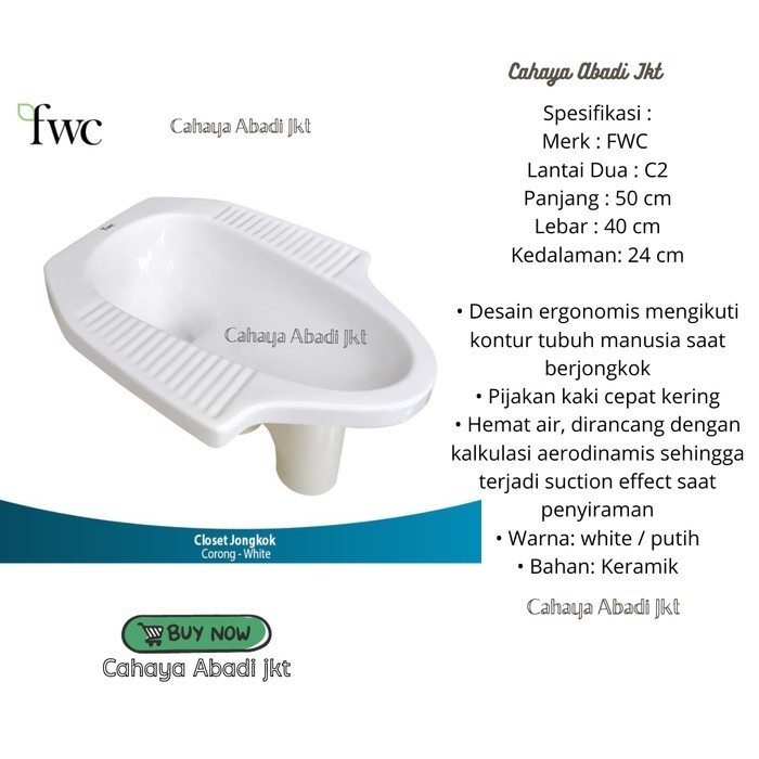 PROMO CLOSET / KLOSET JONGKOK FWC PUTIH CORONG LURUS LANTAI 2 (GOJEK)