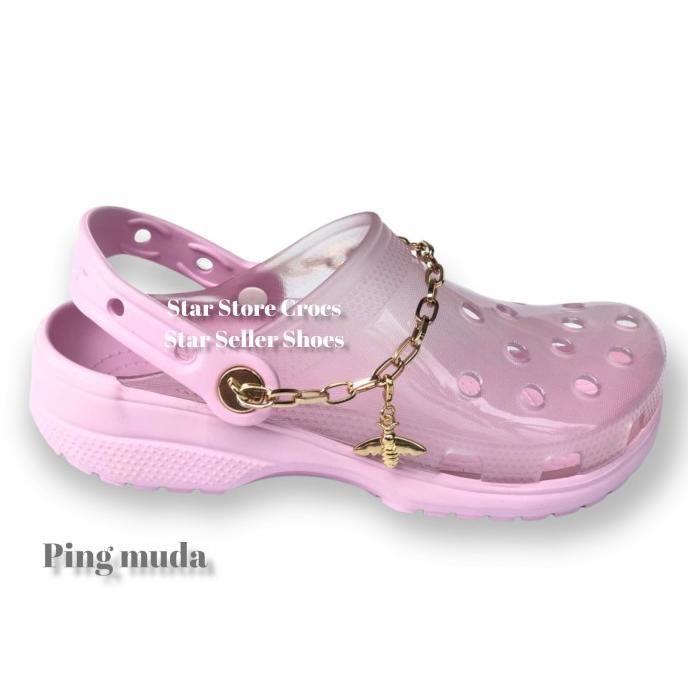 Sandal Crocs Wanita Clasic Jelly Chain Original Terlaris