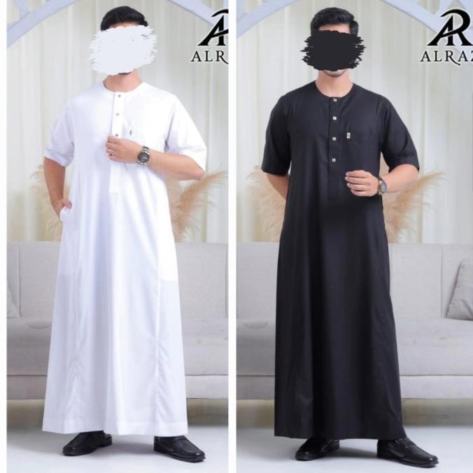 Jubah Haramain Alraz Al Raz Oblong Lengan Pendek Premium Terlaris