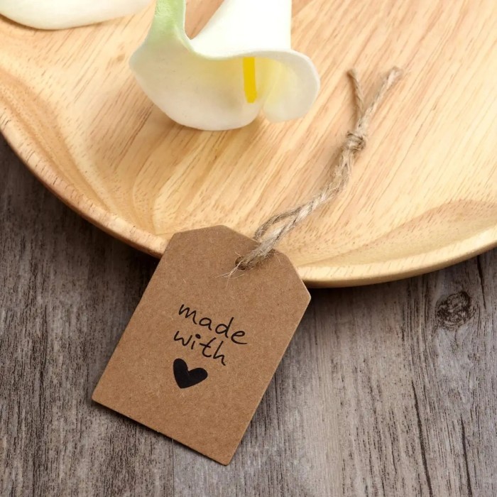 

50pcs/lot 4.2*5.5cm Made with Love Kraft Paper Tags for Handmade