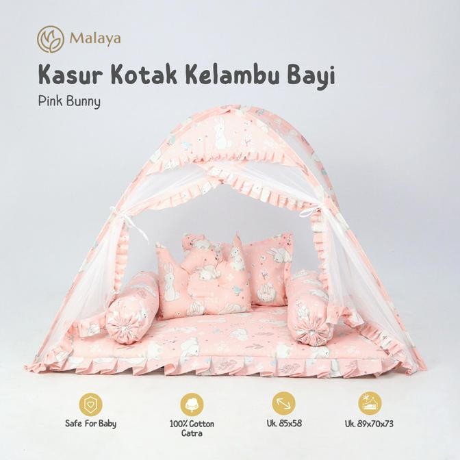 KASUR BAYI KOTAK SET KELAMBU TENDA / ALAS TIDUR BAYI SET KELAMBU TENDA