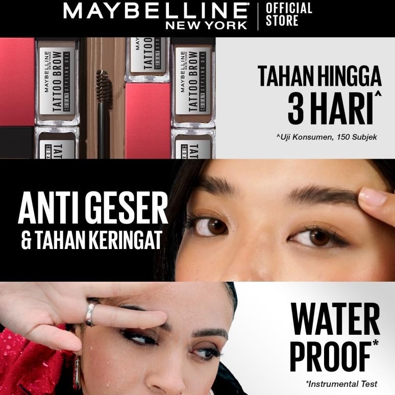 Xd27 [Cuci Gudang] Maybelline Official Paket Makeup Eye Lengkap 3 Pcs - Sky High Mascara + Tattoo 48