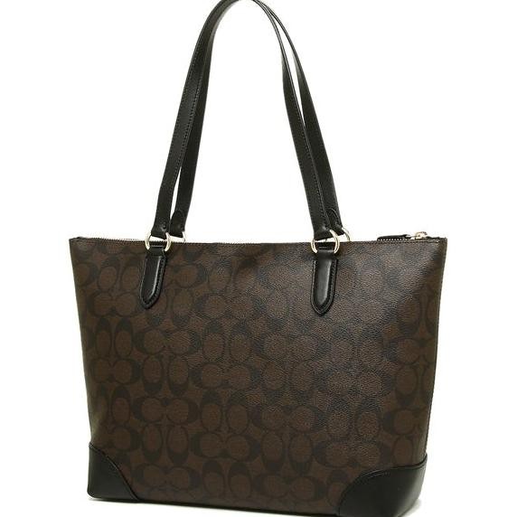 Grosir Tas F29208 Signature Zip Tote Canvas Mahogany 100% Original