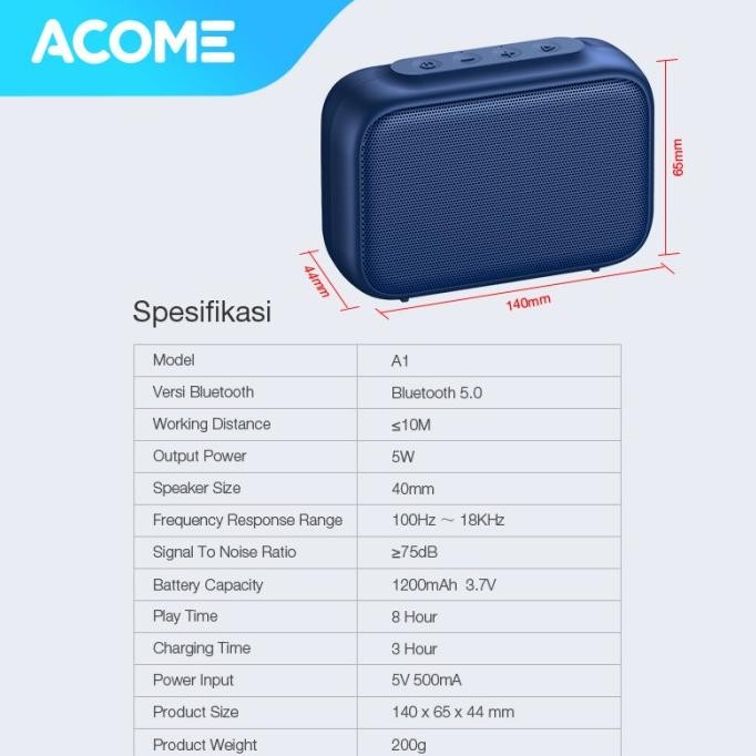 Sale Acome Super Bass Speaker Bluetooth A1 A5 A10 A15 A16 A17 A20 5.2 10W