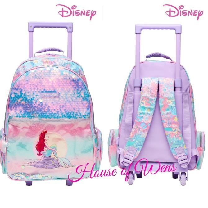 Grosir Smiggle Disney Princess Trolley Backpack With Light Up Wheel Original