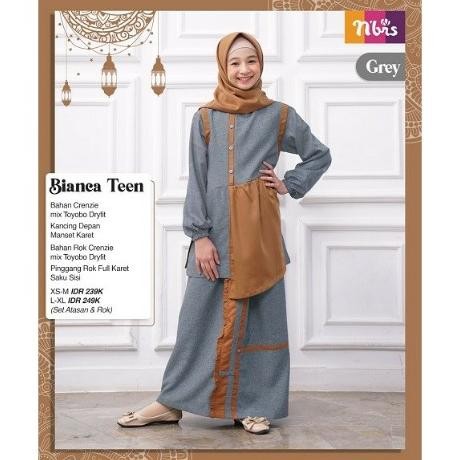 Setelan Baju Anak Perempuan Remaja Muslim Sarimbit Bianca Teen Nibras