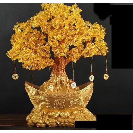 pohon Beruntung Pohon Uang Cina gold Emas bentuk alas ingot uang