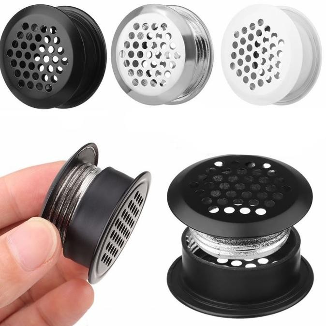 2 Buah Kisi Ventilasi Udara Baja Tahan Karat Kisi Ventilasi Bulat Lemari Pakaian Kabinet Ventilasi U
