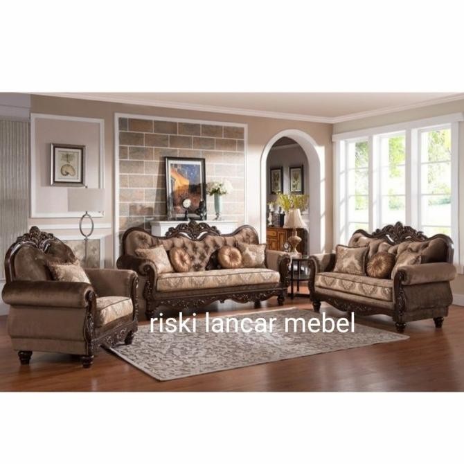 kursi tamu minimalis ukir mewah sofa klasik jati furniture rumah royal