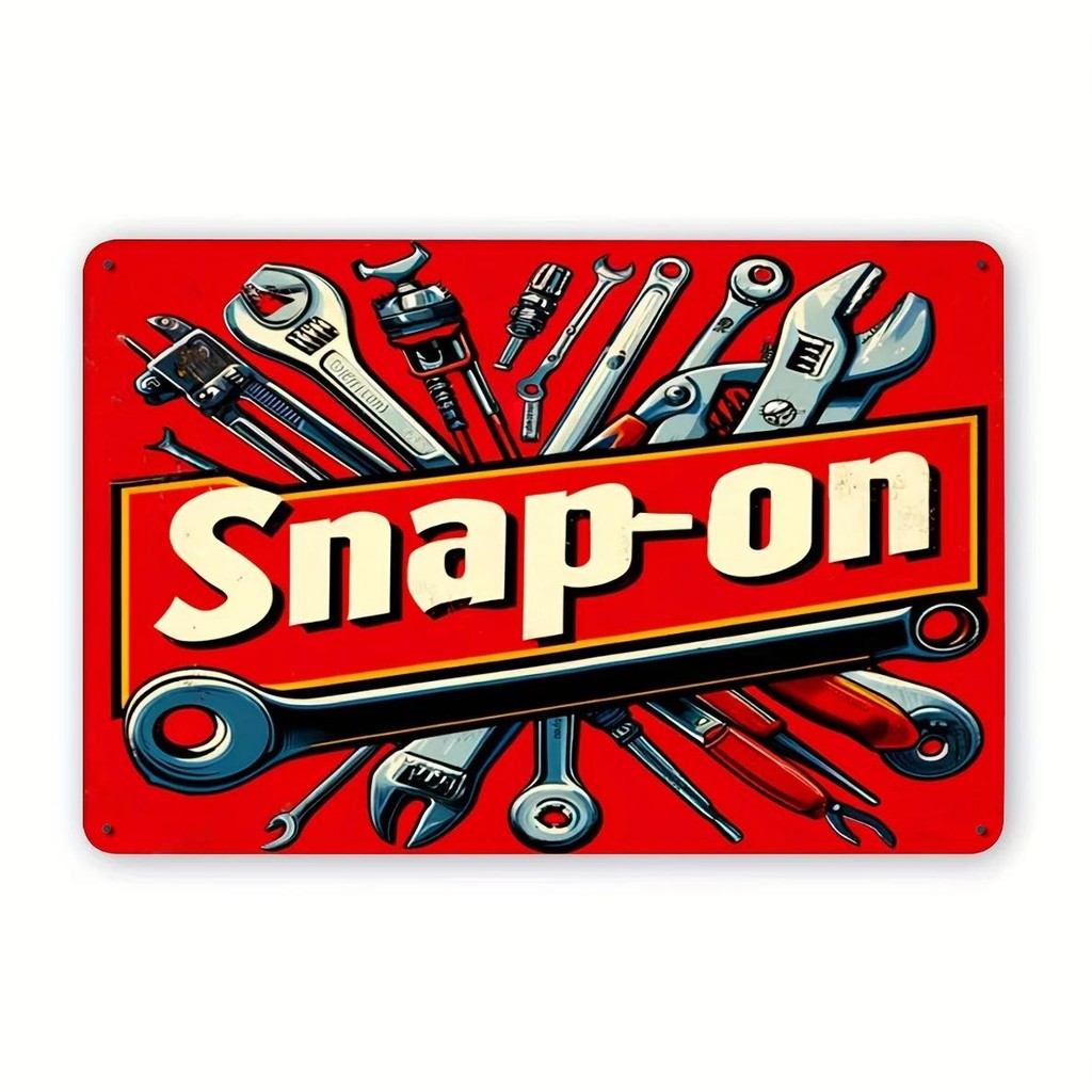 Retro Garage Metal Sign - Snap-On Tools Tin Plate, Vintage Workshop Decor, Mechanics Tool Plaque For