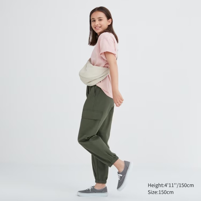 CHL UNIQLO KIDS CELANA PANJANG JOGGER CARGO ANAK FIT LEBAR WIDE FIT OLIVE SGA