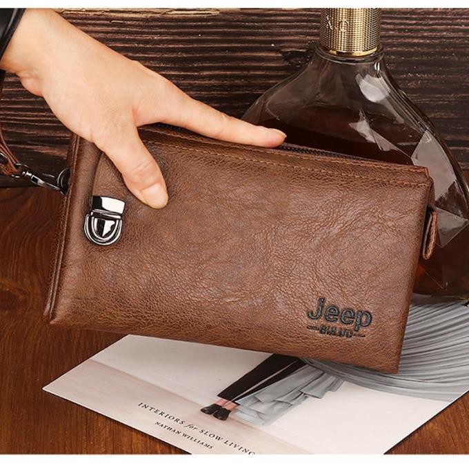 Tas Tangan Kulit Pria Wanita Clutch Dompet Jeep Key Lock Original Terlaris