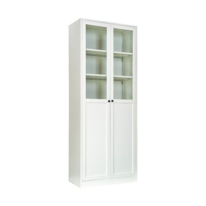 Informa Logan Rak Buku Pintu Kaca Half - Putih Lemari Kabinet Serbaguna Cabinet Penyimpanan Indoor F