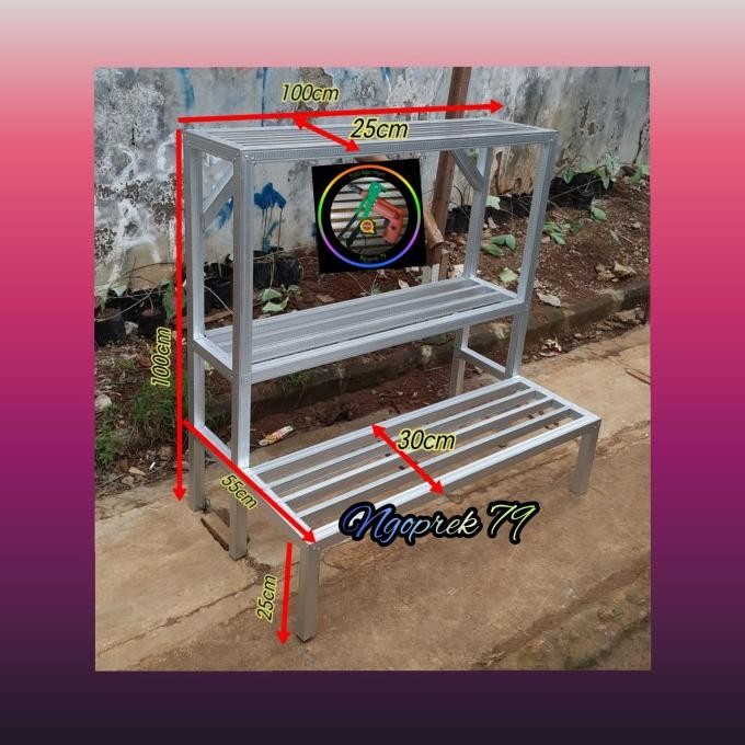 rak pot tanaman/bunga baja ringan terbaru 2 tangga 3 susun berkualitas
